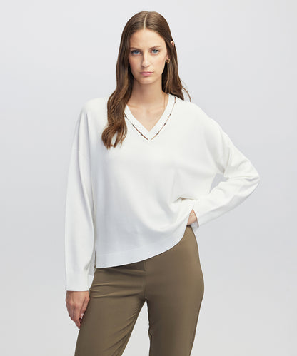 Embellished Cutout Knit Sweater