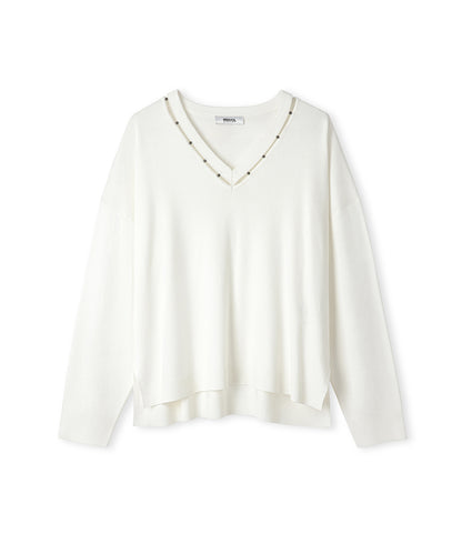 Embellished Cutout Knit Sweater