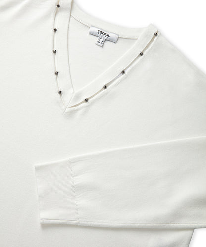 Embellished Cutout Knit Sweater