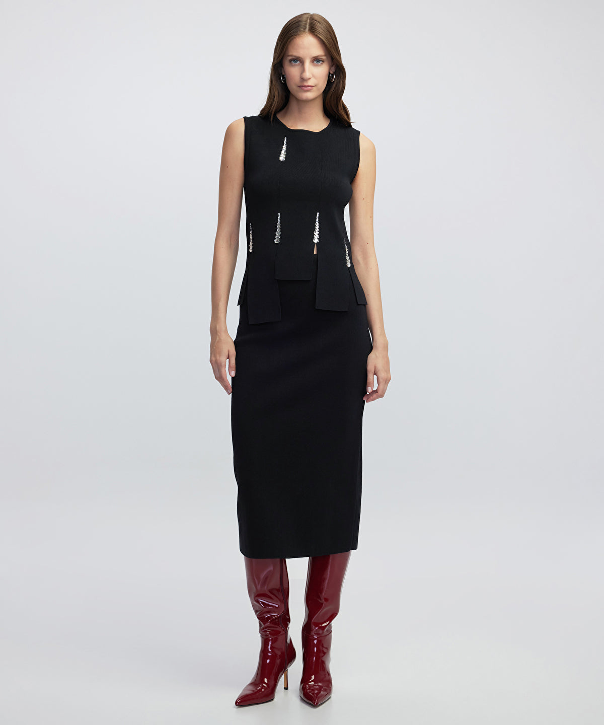 Zoomed Knit Top with Embellishments