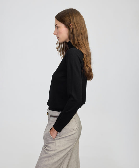 Fine Knit Wool-Blend Top