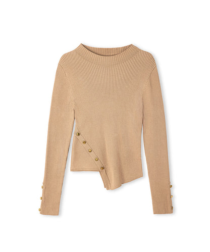 Ribbed Knit Top with Buttons