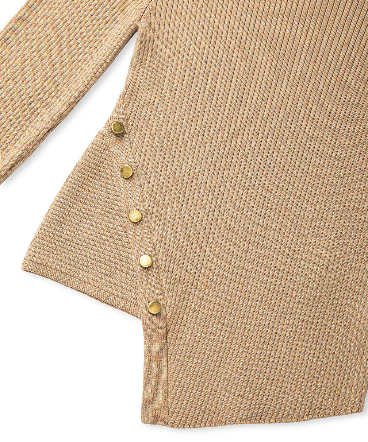 Zoomed Ribbed Knit Top with Buttons