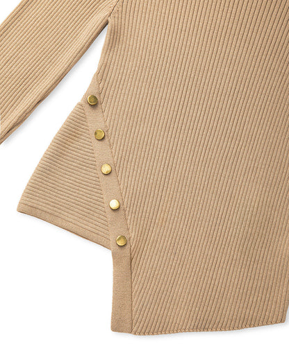 Ribbed Knit Top with Buttons