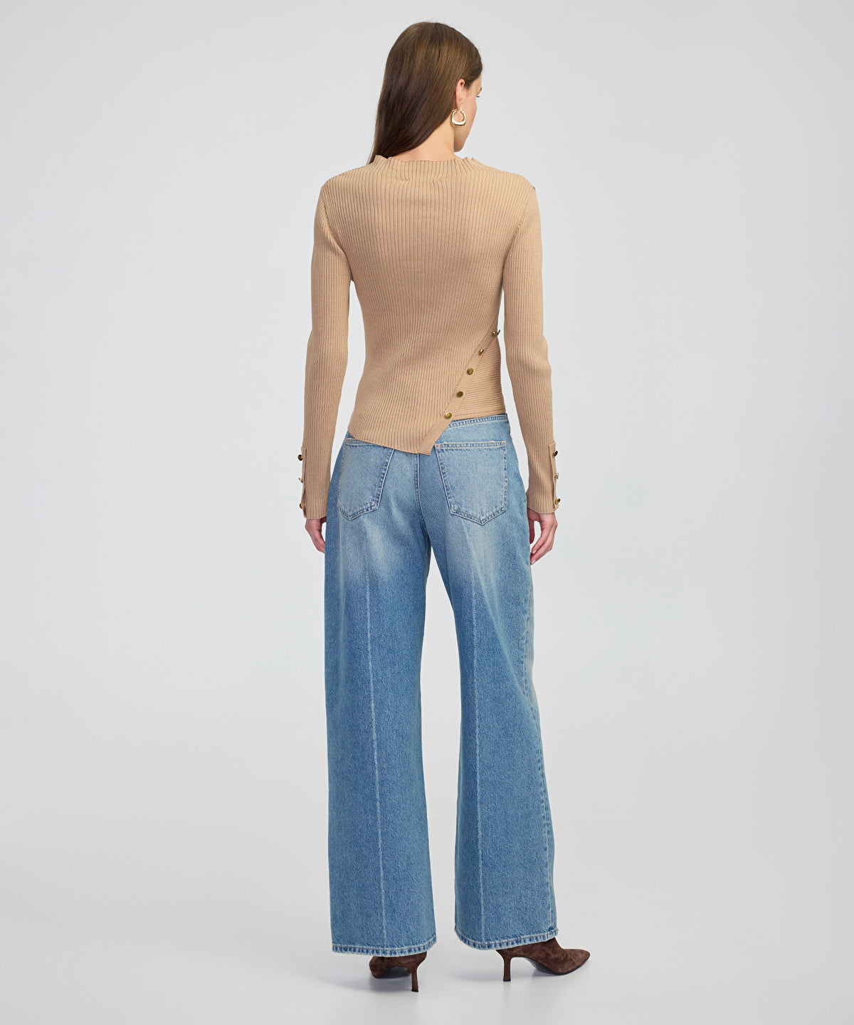 Ribbed Knit Top with Buttons