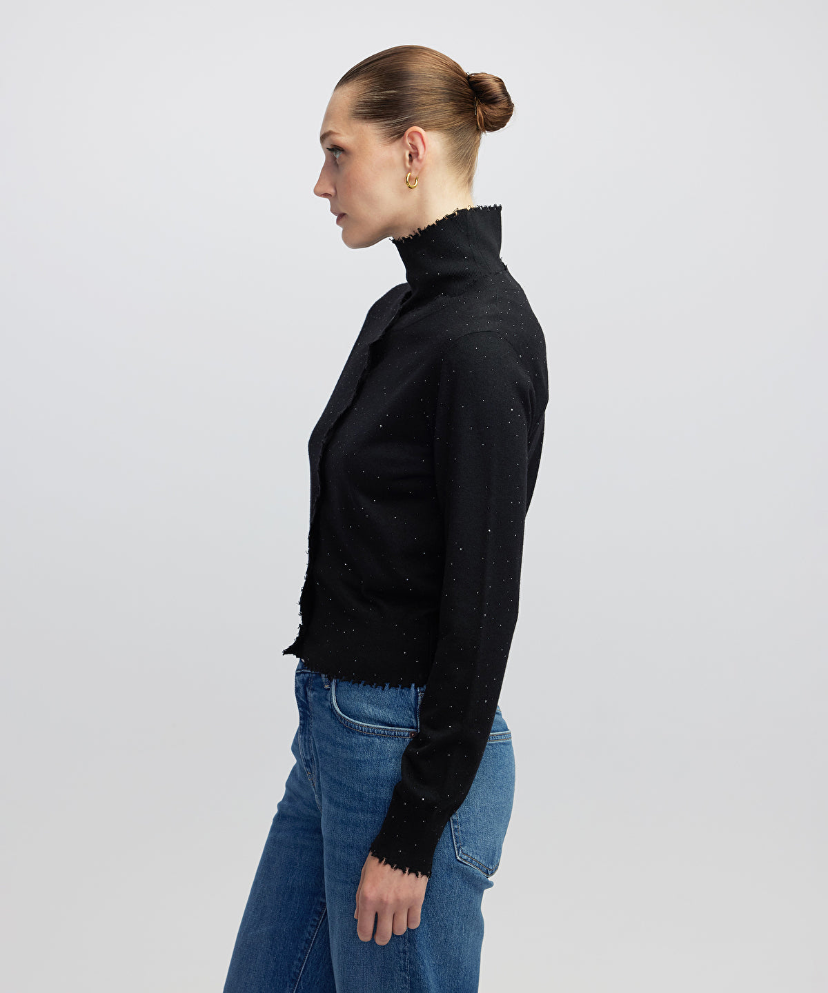 Zoomed Rhinestone Knit Cardigan