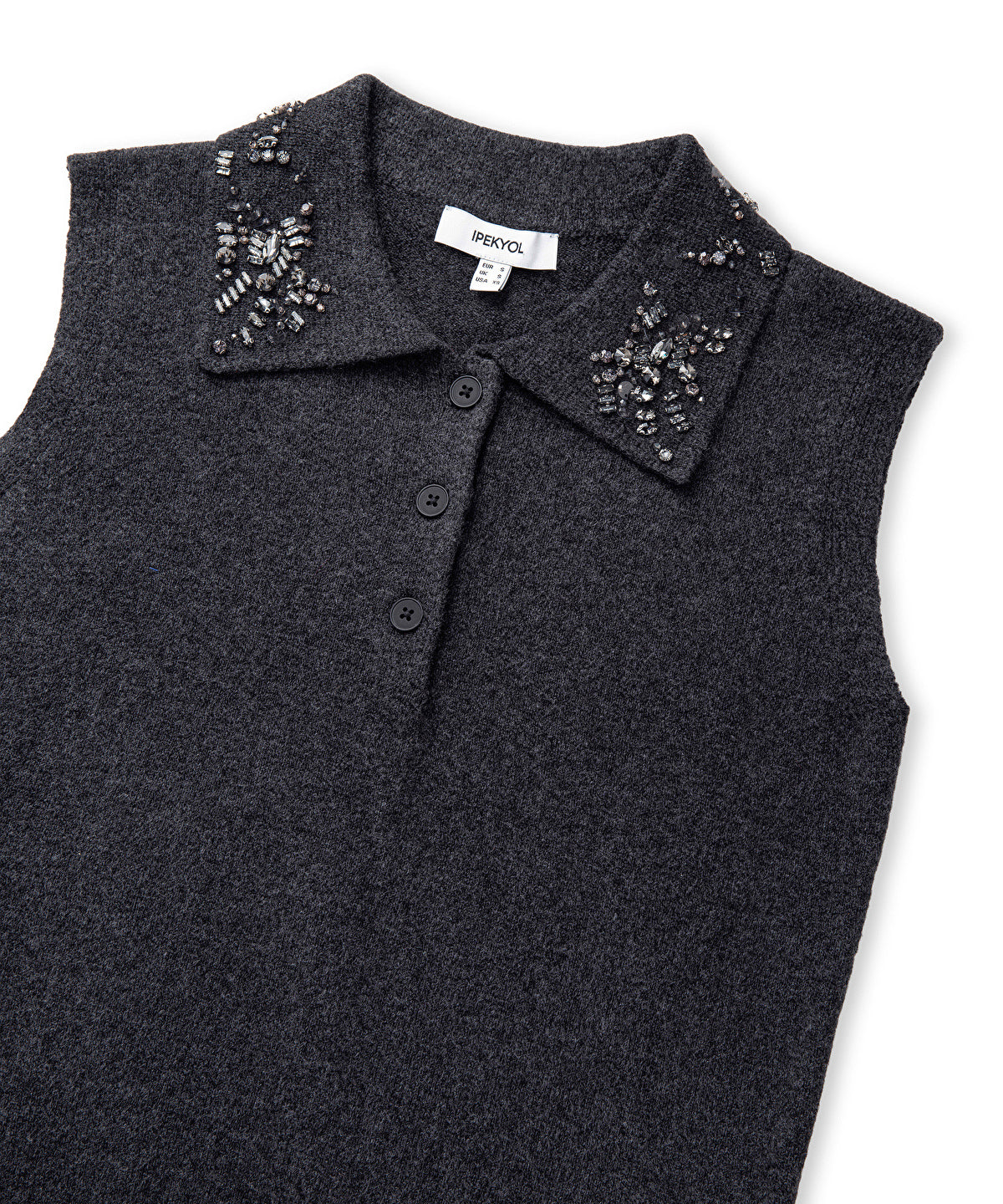 Zoomed Embellished Collar Knit Top