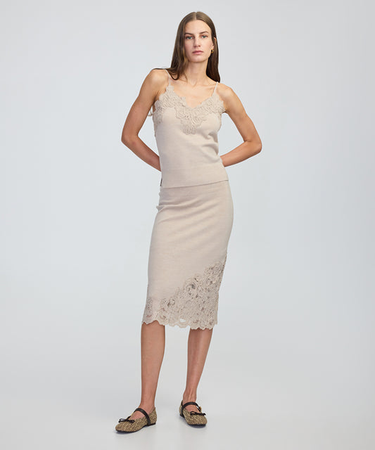 Lace-Applique Knit Top