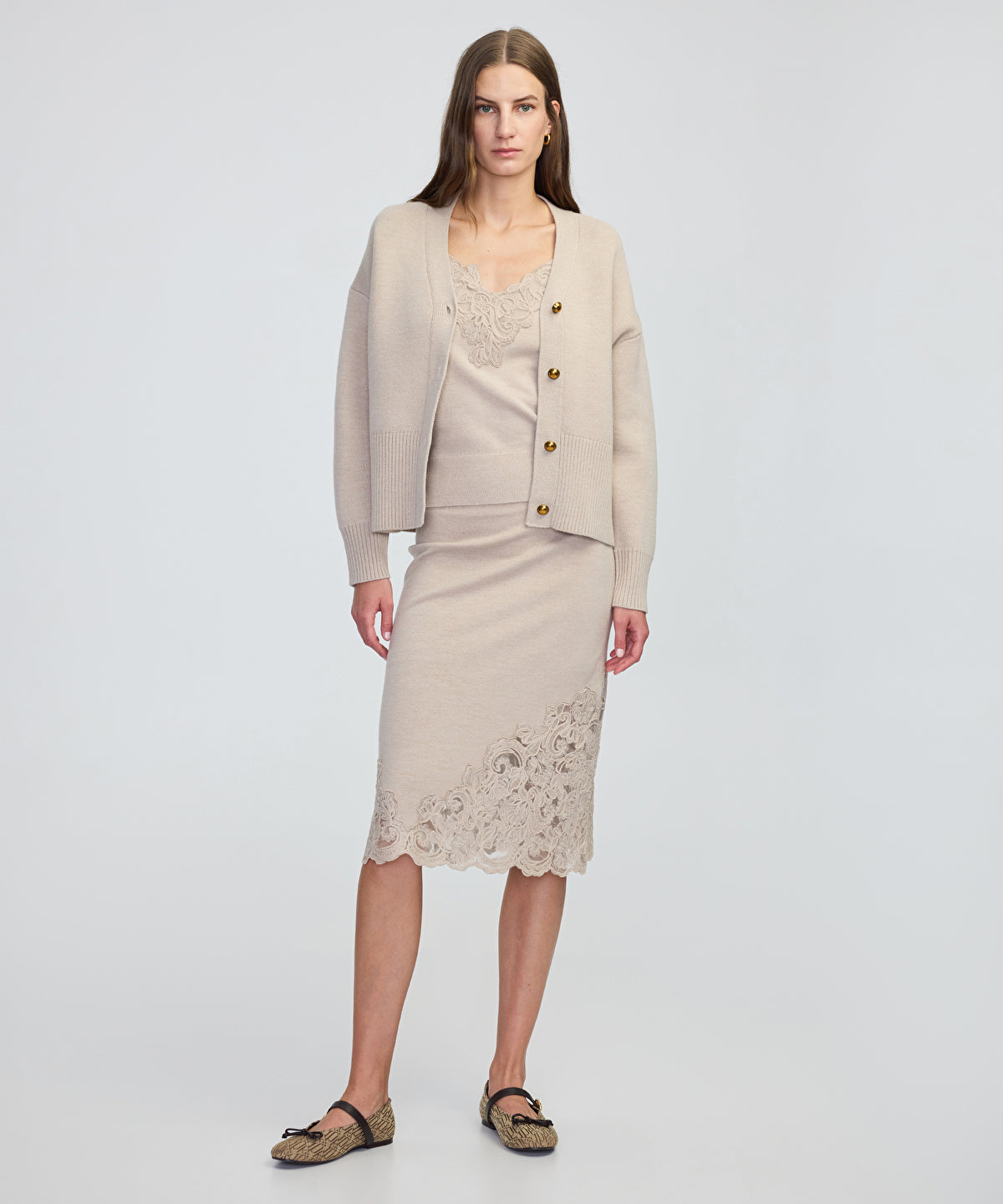 Zoomed Metal Button Knit Cardigan