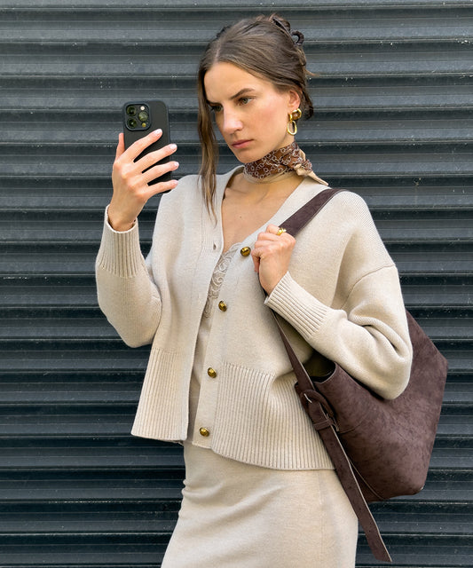 Metal Button Knit Cardigan