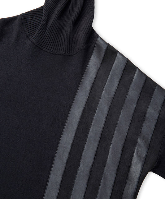 Faux Leather & Suede Panel Sweater