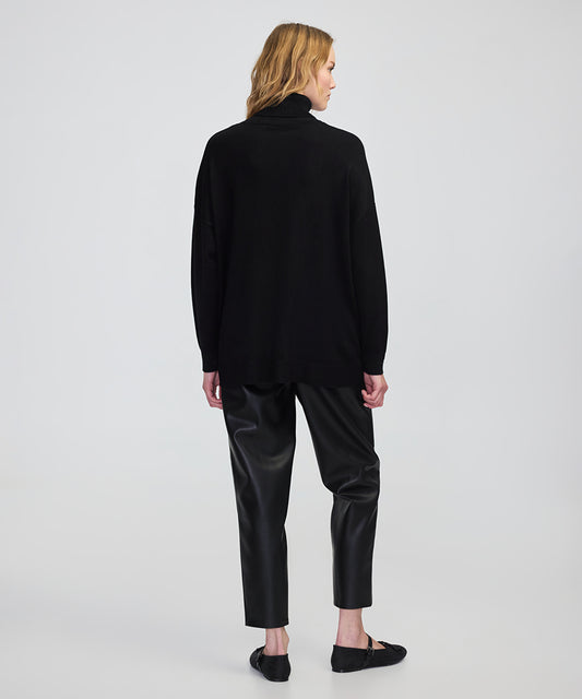 Faux Leather & Suede Panel Sweater