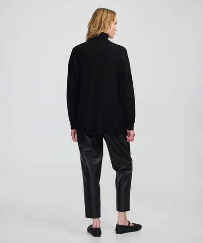 Faux Leather & Suede Panel Sweater