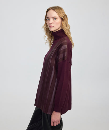 Faux Leather & Suede Panel Sweater