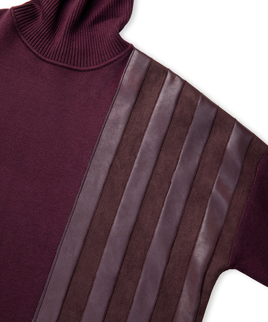 Faux Leather & Suede Panel Sweater