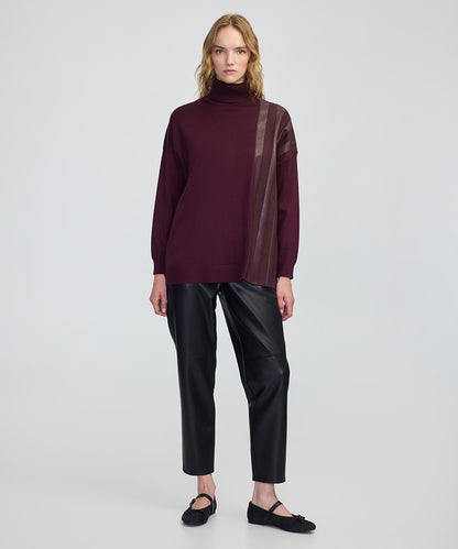 Faux Leather & Suede Panel Sweater