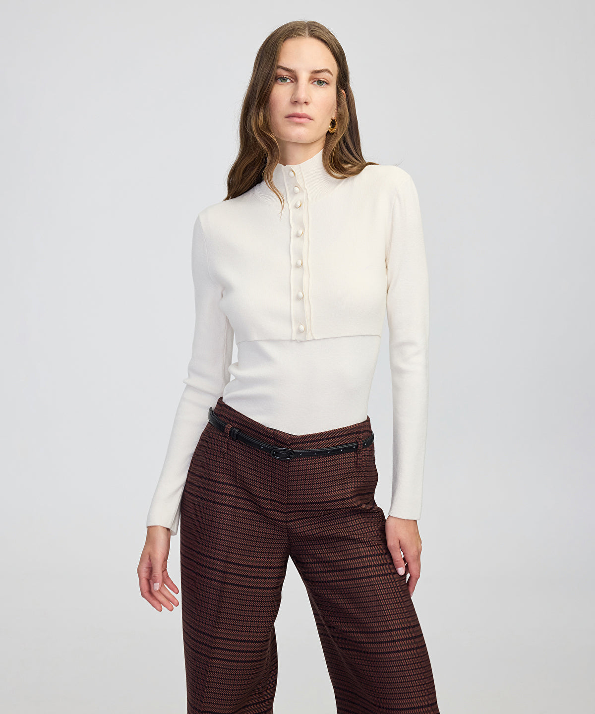 Zoomed Layered-Effect Knit Top