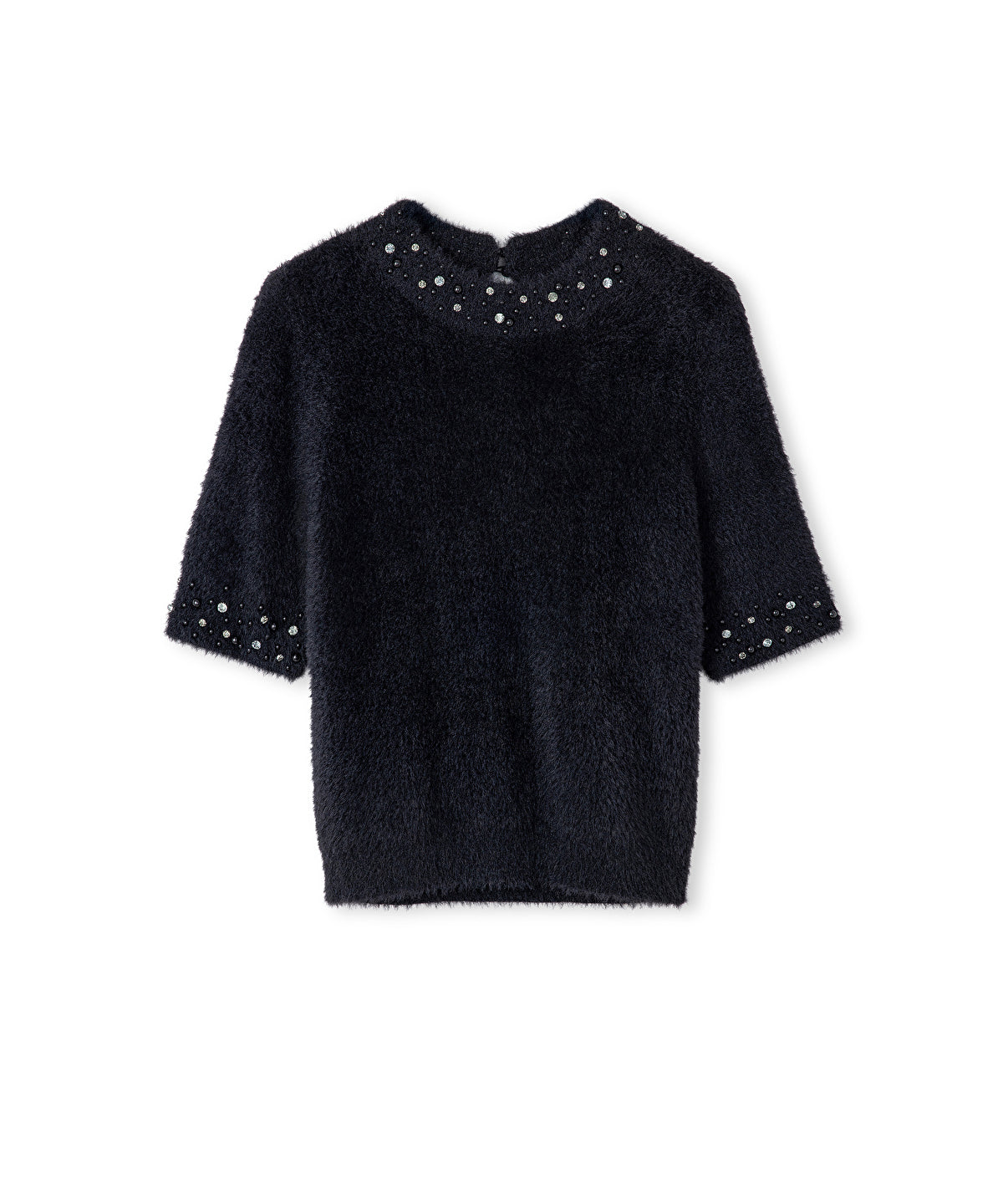 Zoomed Embellished Soft Knit Top