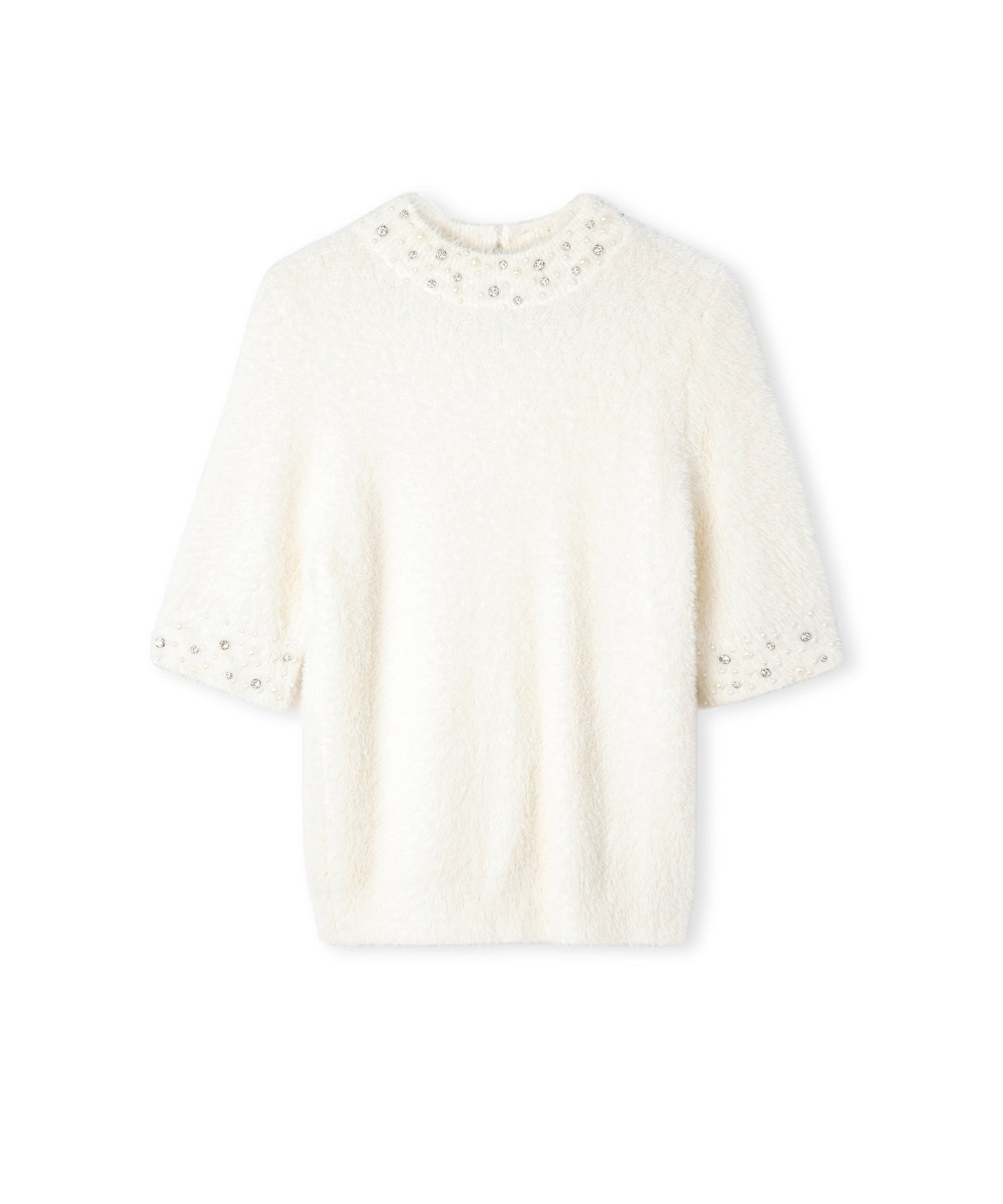 Zoomed Embellished Soft Knit Top