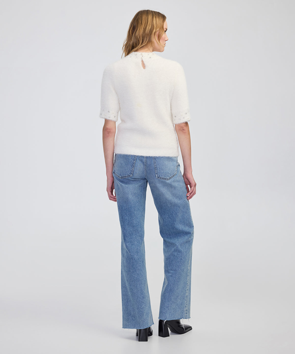 Zoomed Embellished Soft Knit Top