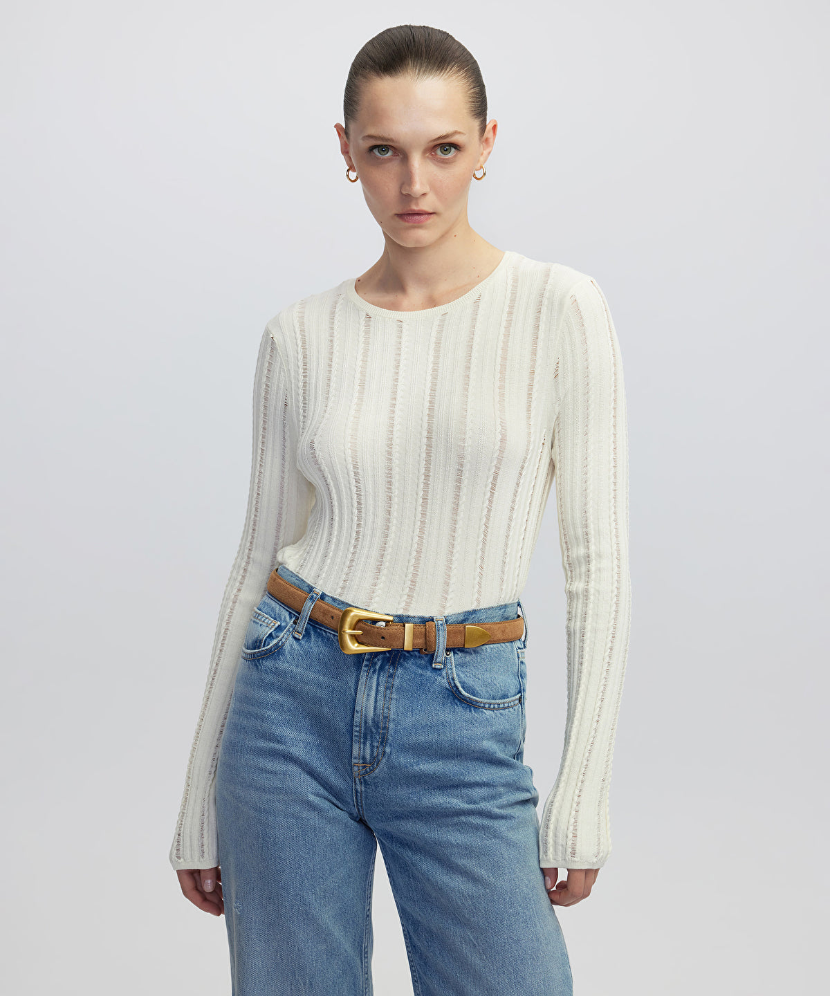 Zoomed Openwork Knit Top