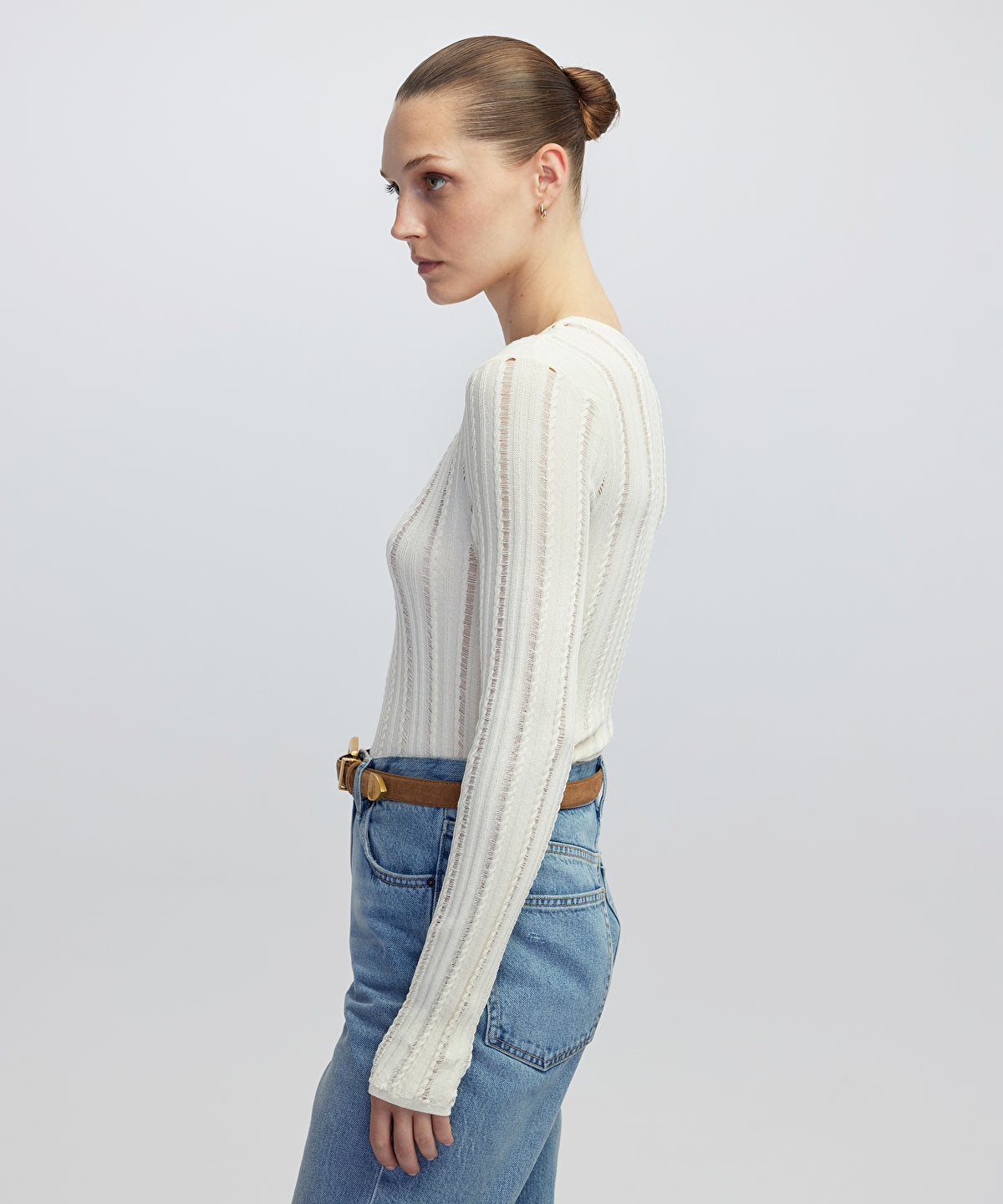 Zoomed Openwork Knit Top