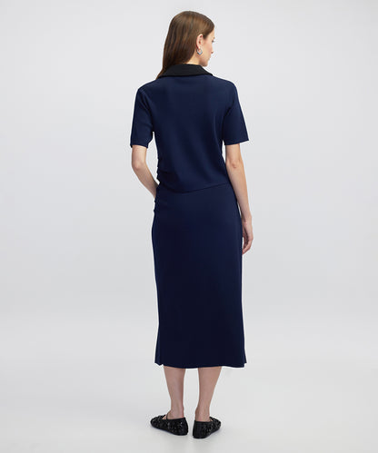 Contrast Collar Knit Top