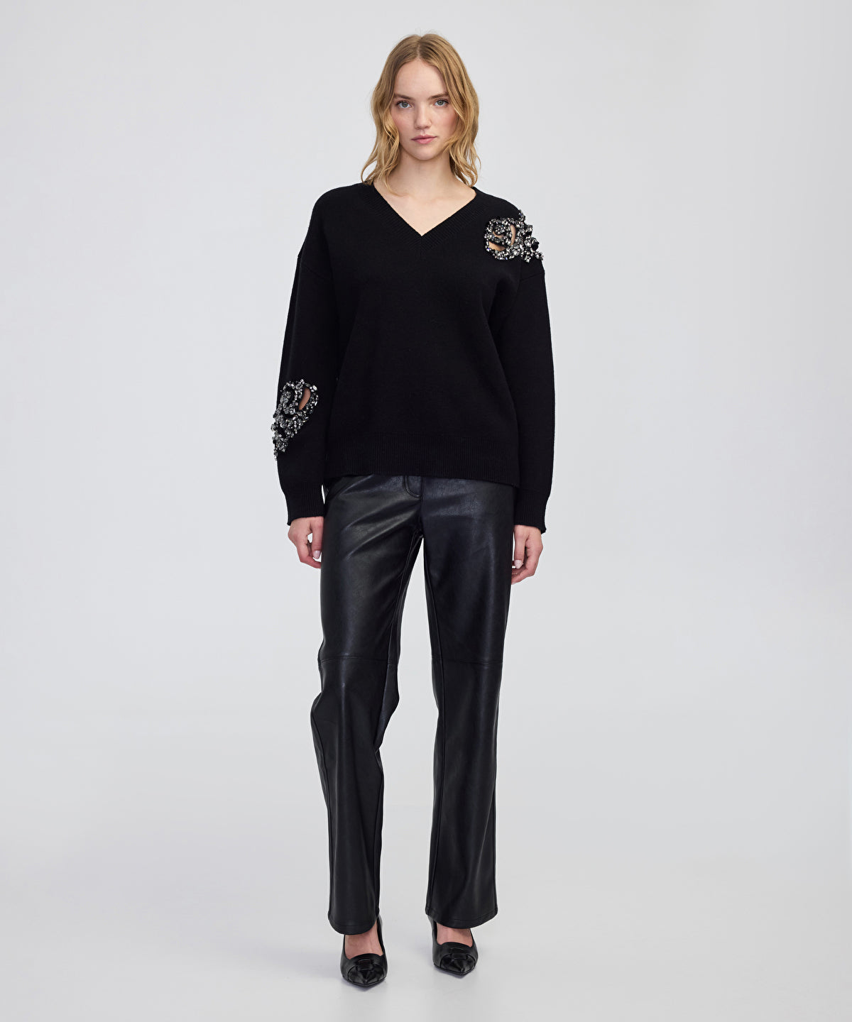 Zoomed Embellished Knit Sweater