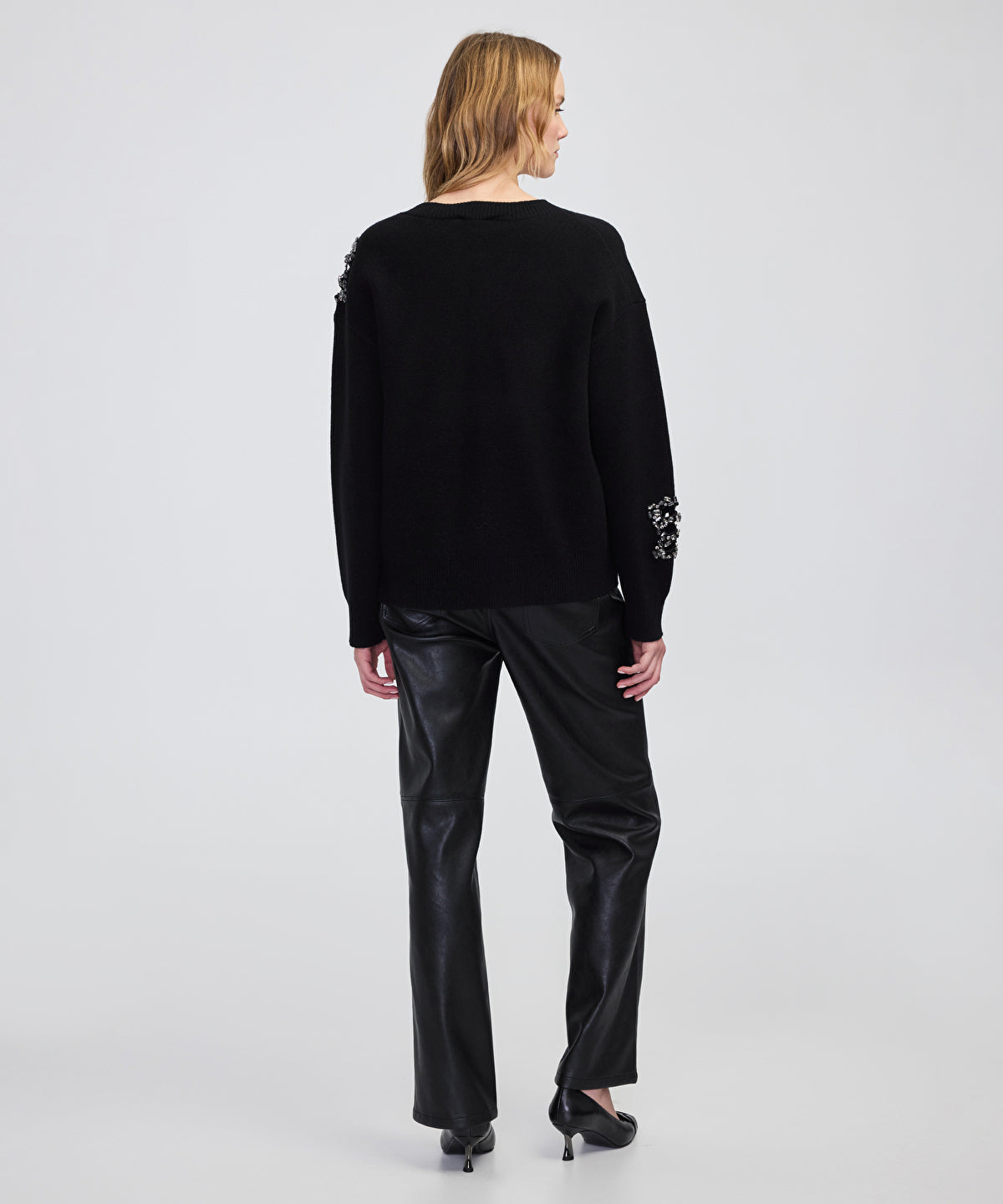 Zoomed Embellished Knit Sweater