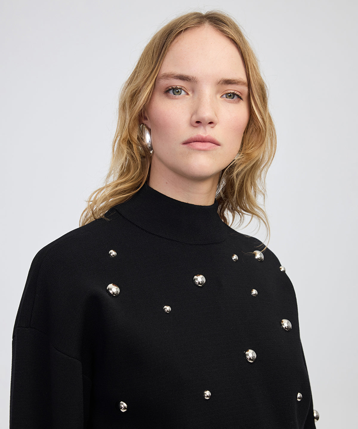 Zoomed Stud-Embellished Knit Sweater