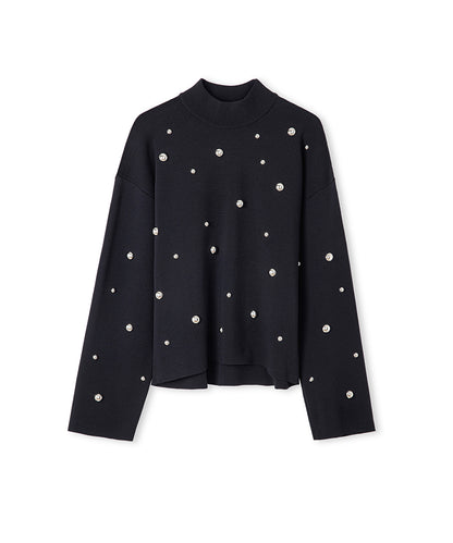 Stud-Embellished Knit Sweater