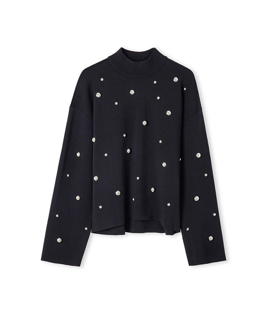 Stud-Embellished Knit Sweater