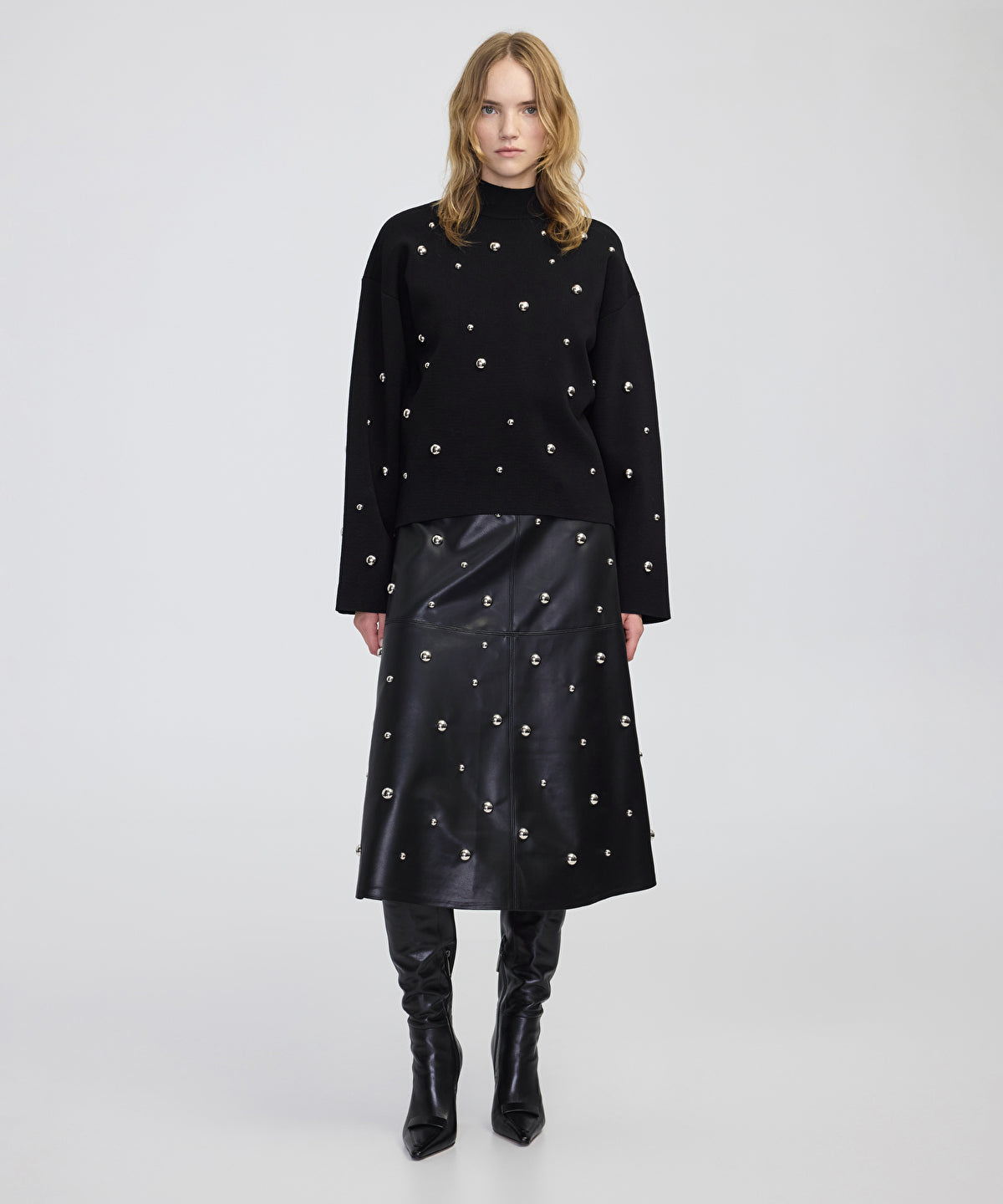 Stud-Embellished Knit Sweater