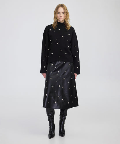 Stud-Embellished Knit Sweater