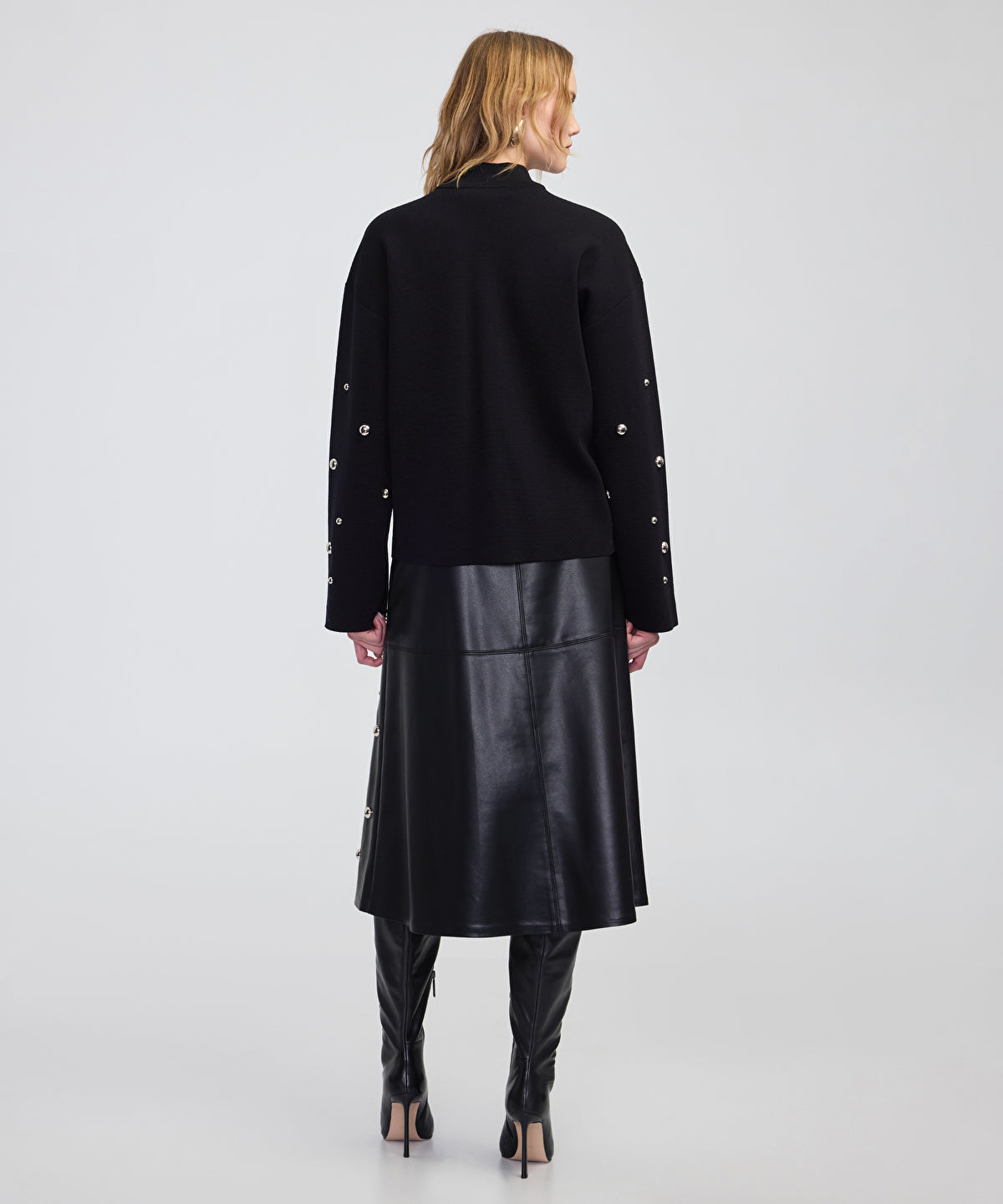 Zoomed Stud-Embellished Knit Sweater