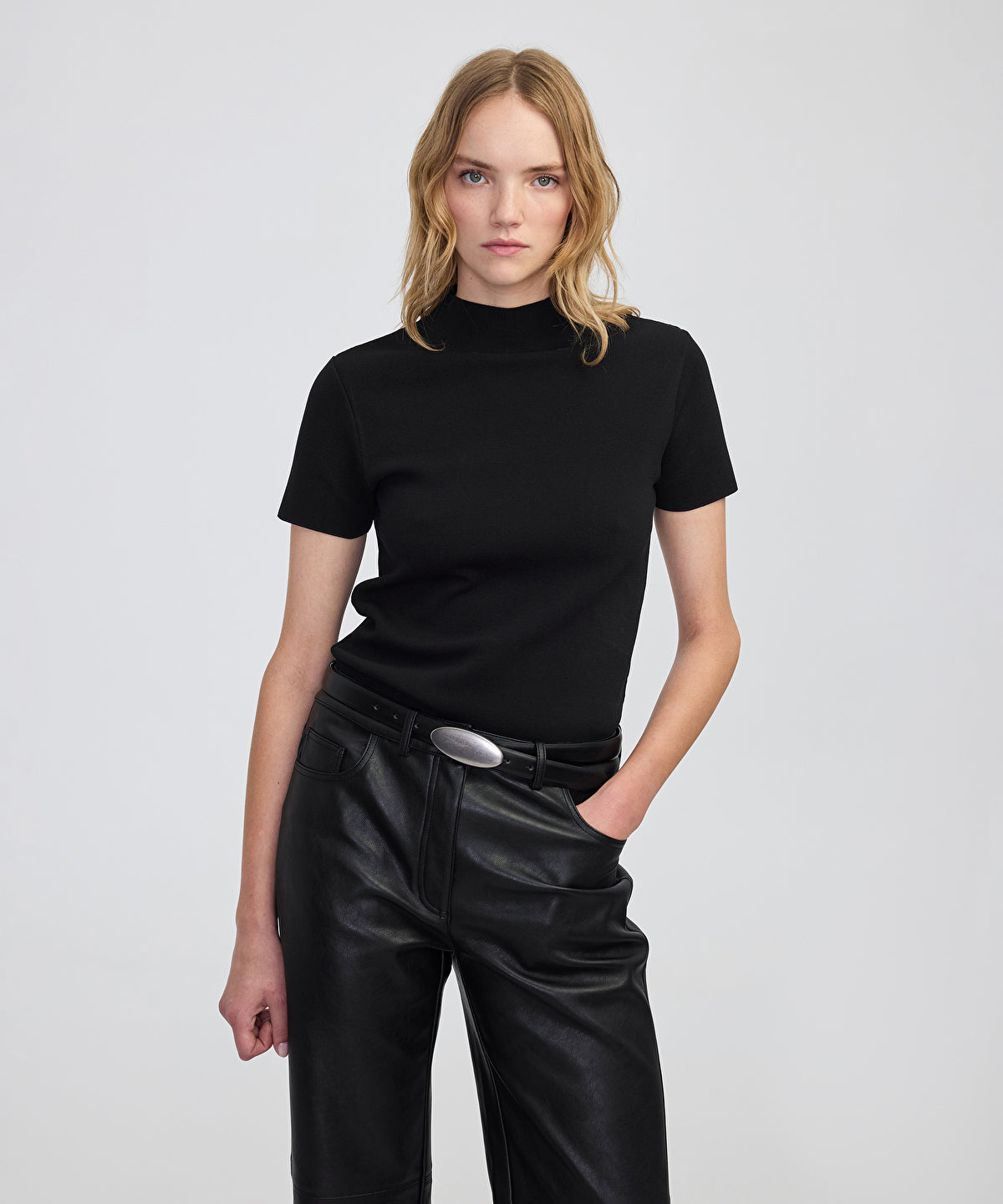 Zoomed High-Neck Knit Top