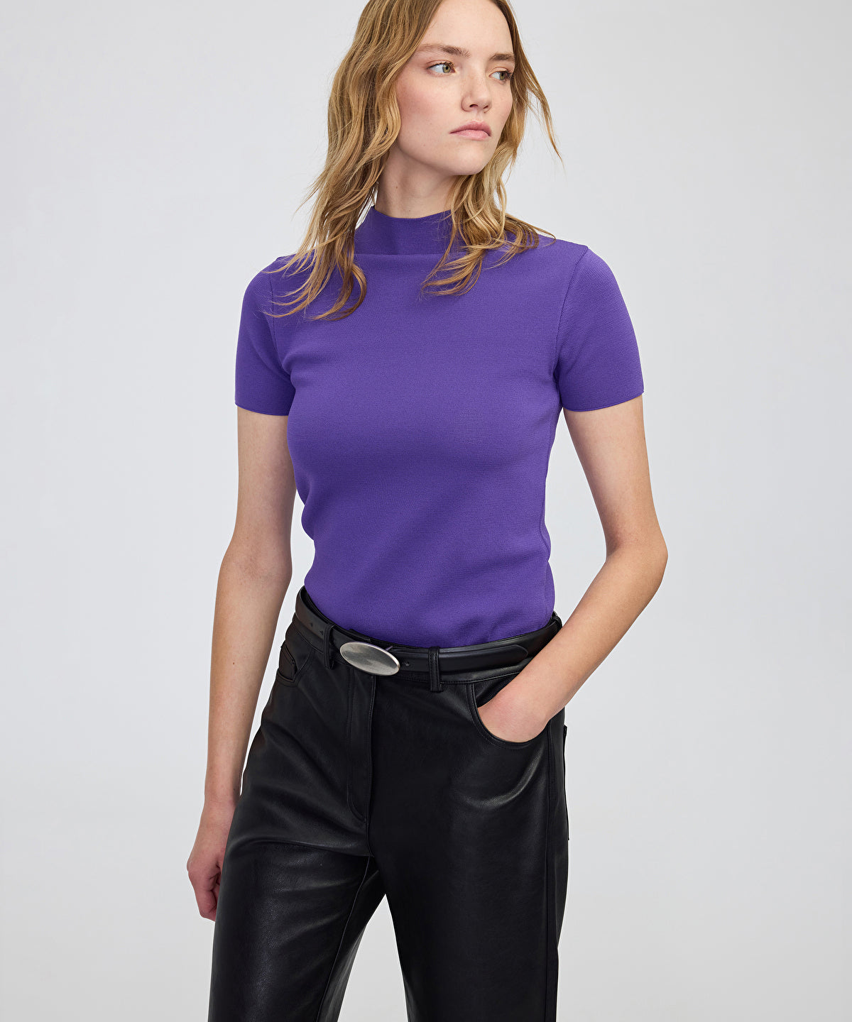 High-Neck Knit Top