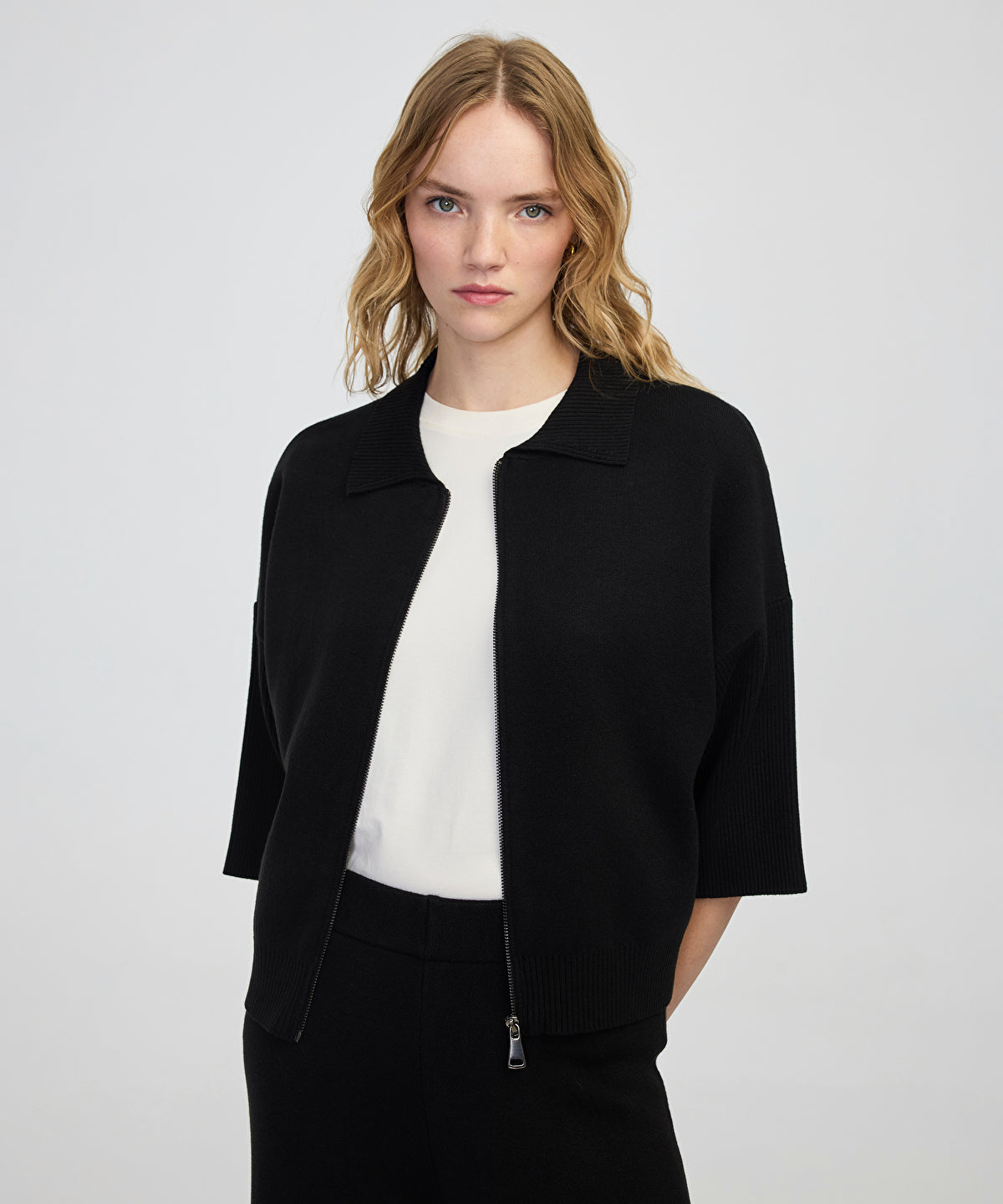 Zoomed Zip-Up Knit Top