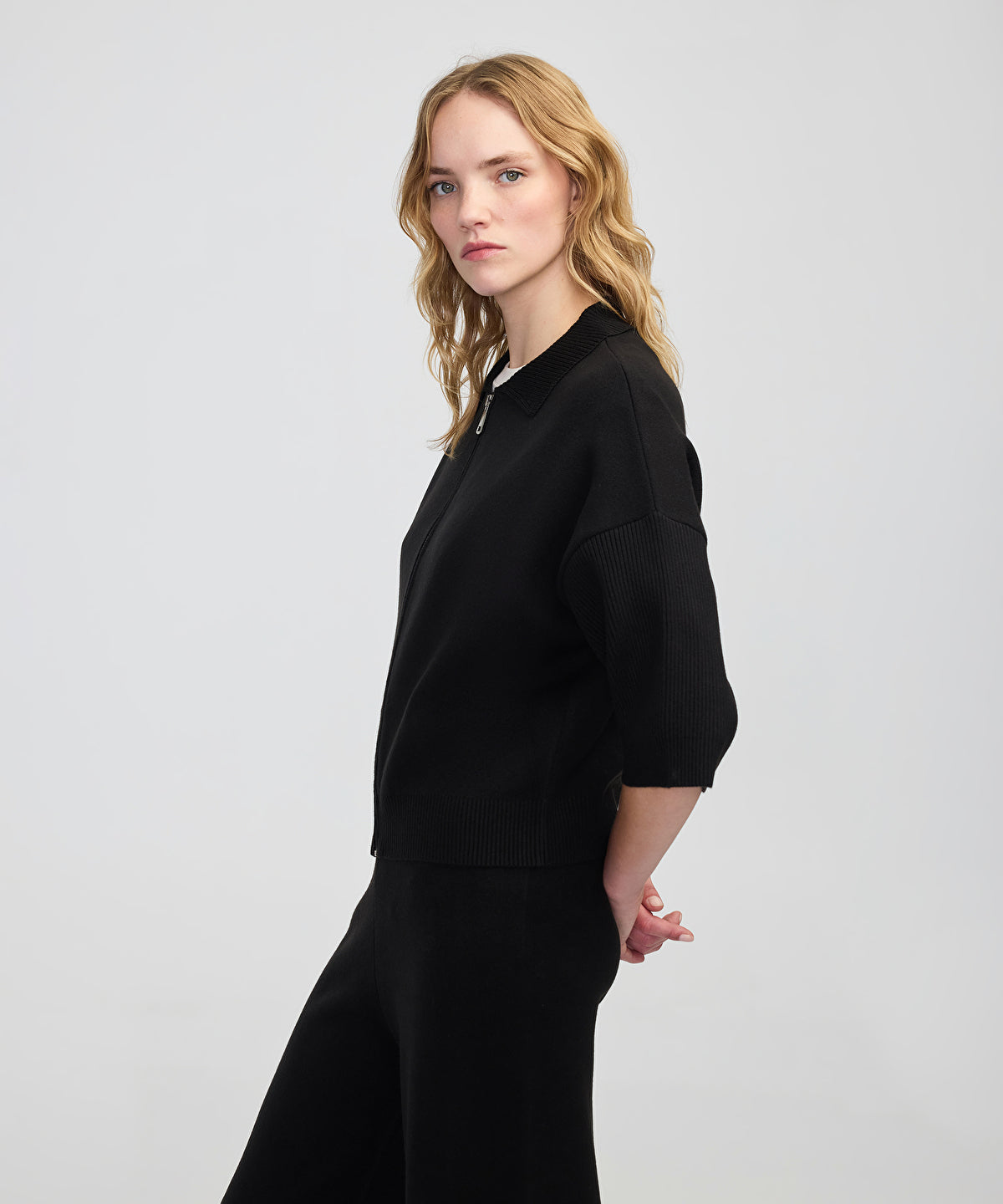 Zip-Up Knit Top