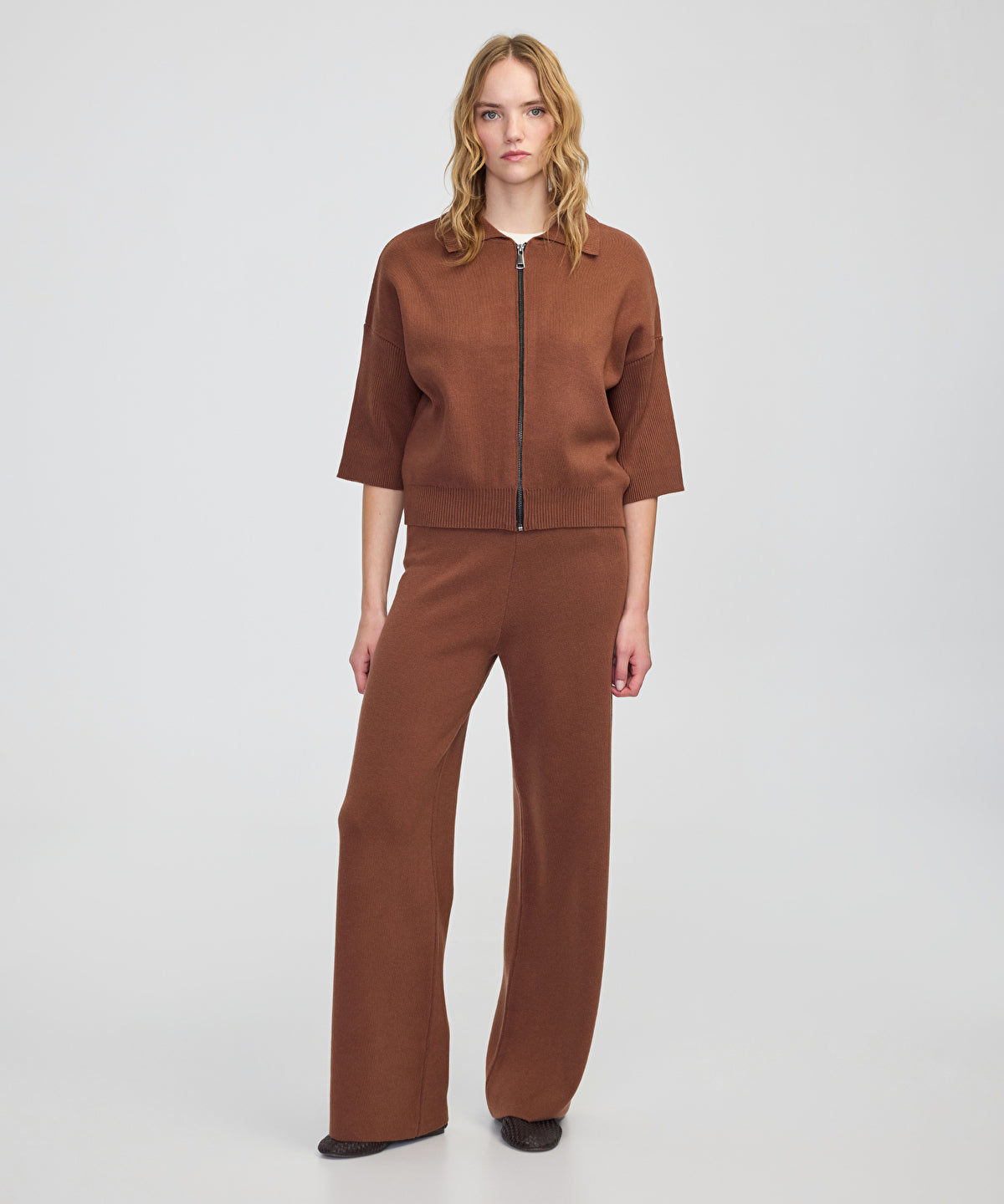 Zoomed Zip-Up Knit Top