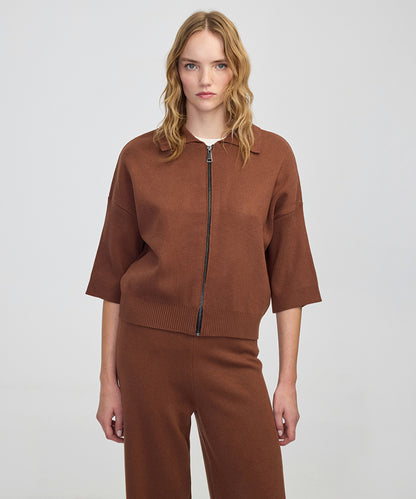 Zip-Up Knit Top