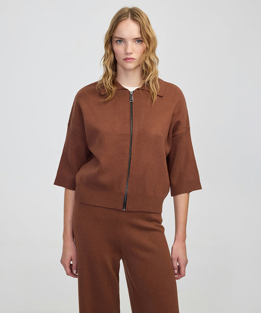 Zip-Up Knit Top