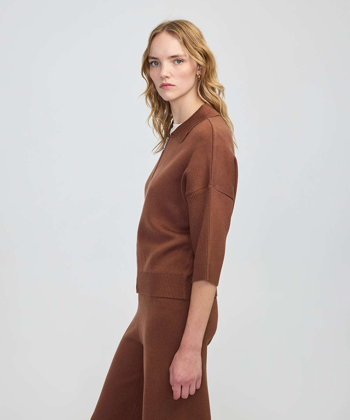 Zoomed Zip-Up Knit Top