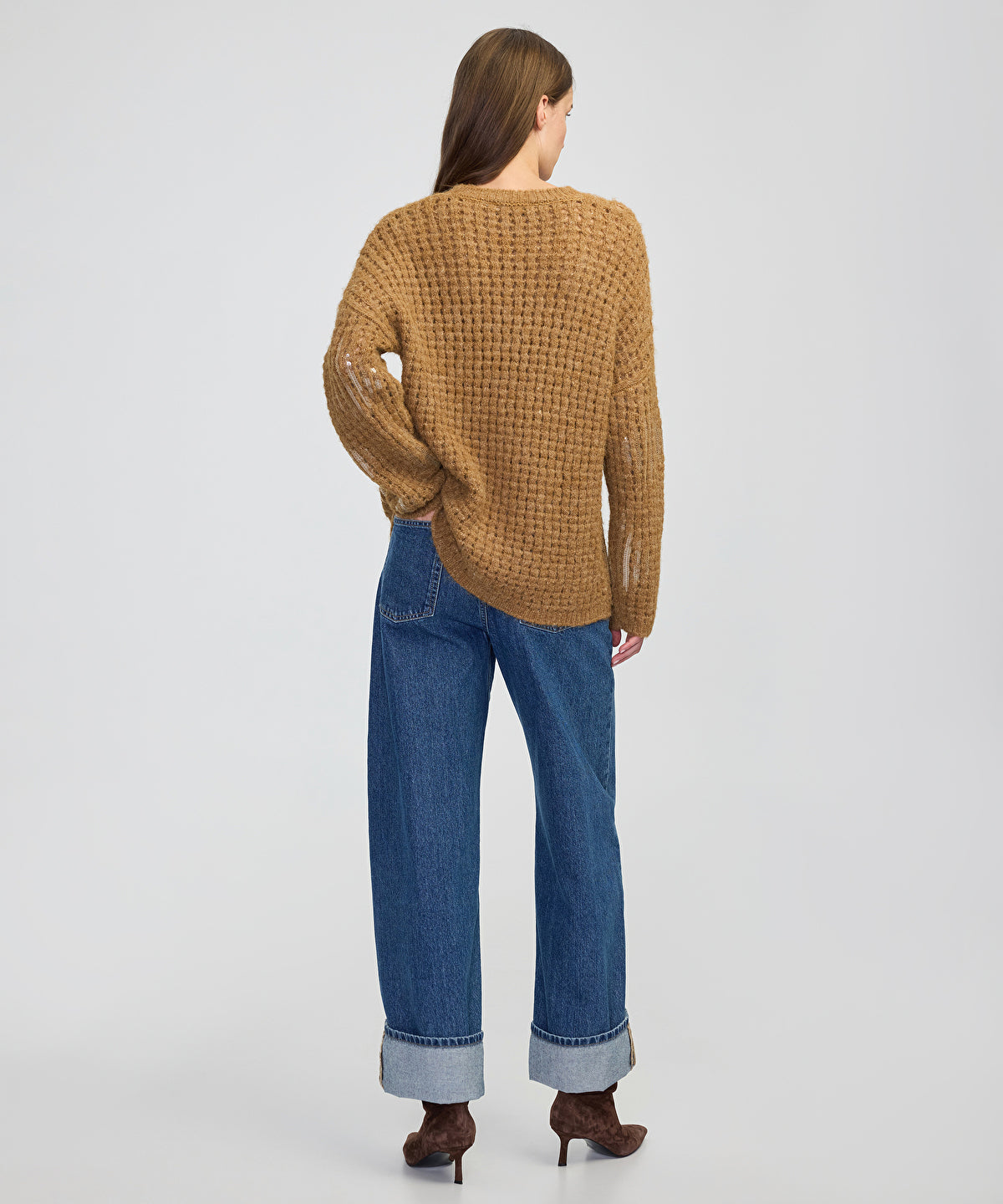 Embellished Openwork Knit Sweater
