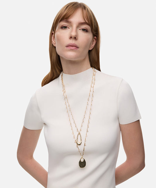 Crystal and Faux Pearl Layered Necklace