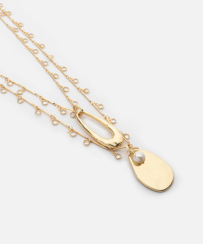 Crystal and Faux Pearl Layered Necklace