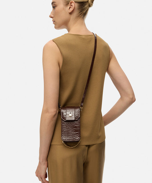 Croc-Effect Double Handle Bag