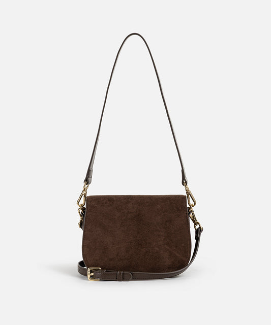 Suede-Effect Flap Bag