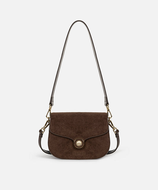 Suede-Effect Flap Bag