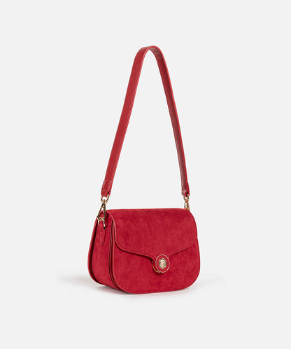 Suede-Effect Flap Bag